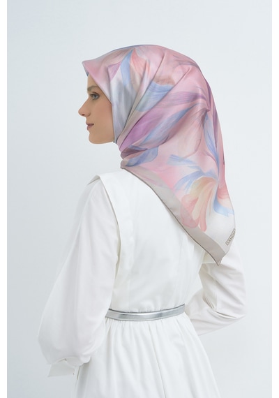 Armine Saf İpek Sura Eşarp-2026 İlkbahar-yaz- 951900d Gri-Pembe