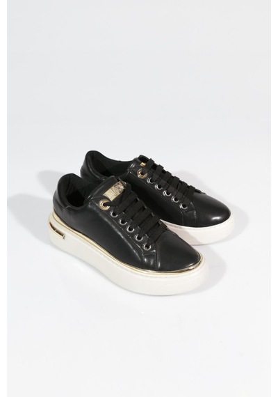 Dgn 2555 Kadin Sneakers Ayakkabi Siyah Beyaz Altın