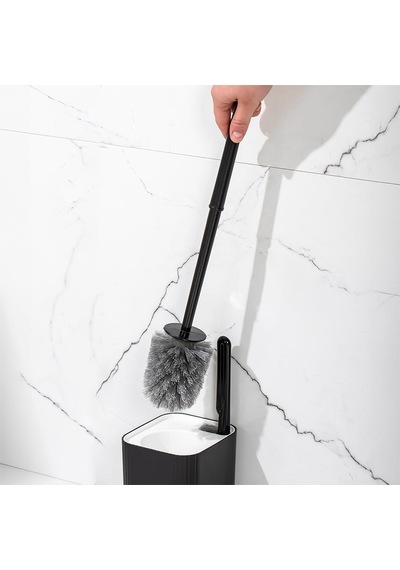 2038 Pratik Temizlik Tuvalet Fırçalığı Banyo Tuvalet Fırçası Wc Fırçası - Siyah Beyaz Diğer