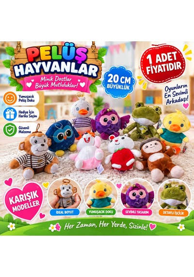 Storeşahin 62923 20 Cm Peluş Hayvanlar Adet Fiyatıdır Shn0720 Çok Renkli