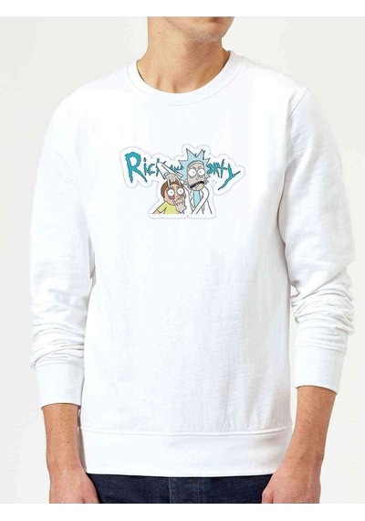 Rick Sanchez Morty Smith Rick Ve Baskılı Beyaz Erkek Örme Sweat (528411053)