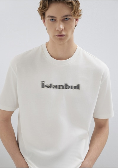 Mavi - İstanbul Baskılı Ekru Tişört 0613664-70057