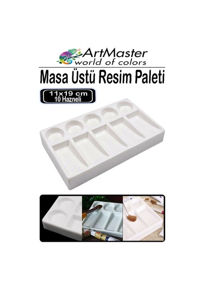 Masaüstü Resim Paleti 10 Hazneli 1 Adet 11x19 Cm Boya Paleti Sanatsal Boyalar İçin Masaüstü Palet Akrilik Boya Guaj Boya