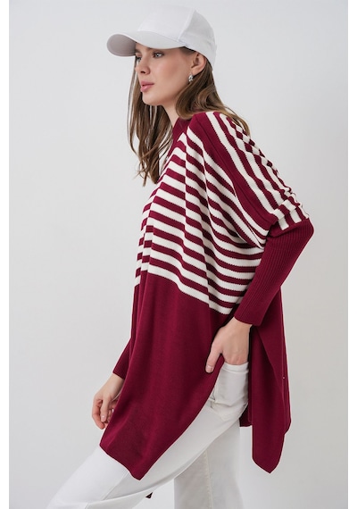 Hiccup Bdart Oversize Akrilik Bisiklet Yaka Kazak Bordo Kırmızı Af