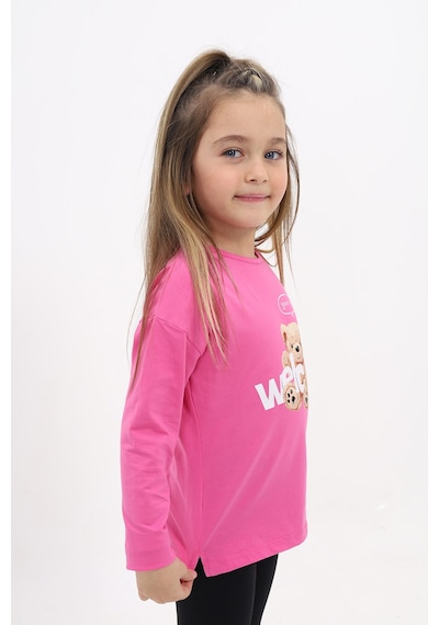 Toontoy Kids Toontoy Kız Çocuk Welcome Ayı Baskılı Tişört Fuşya