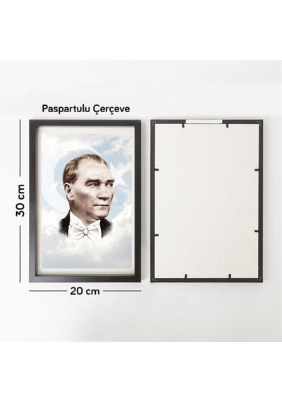 Atatürk Tasarımlı Yapışkanlı Sök Tak Çerçeve 20x30cm