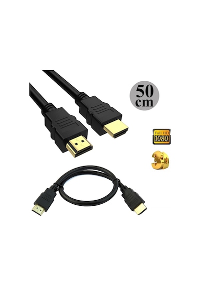 50 Cm 24K Gold Plated Full Hd Kısa Hdmi Kablo
