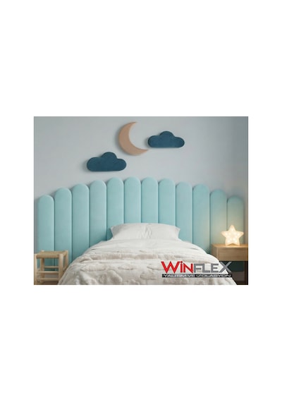 Winflex Yatak Başlık Ay Ve Bulut Set Dekorasyon Panel 180cm-su Yeşil 180 CM