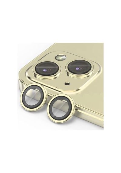 Trend Apple Uyumlu iPhone 15 Plus Kamera Camı Lens Koruyucu Halka Set Light Yellow Siyah