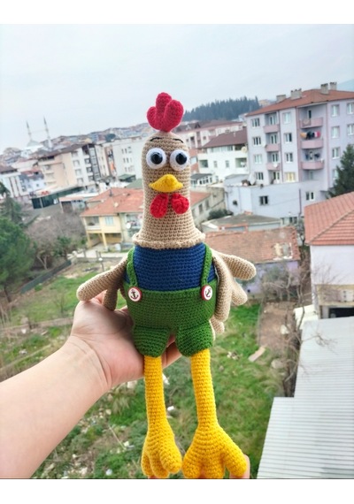 Amigurumi sevimli renkli horoz oyuncak dekoratif süs aksesuar