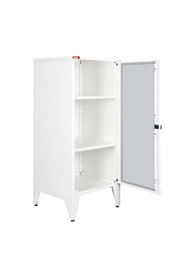 Lande - Ziglat 1110 - Metal Dolap - Cam Kapılı - Mat Beyaz. Beyaz