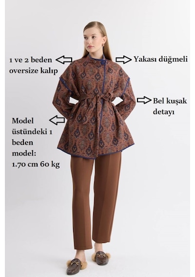 Kadın Yandan Bağlamalı Tasarım Kimono Ceket Kırmızı