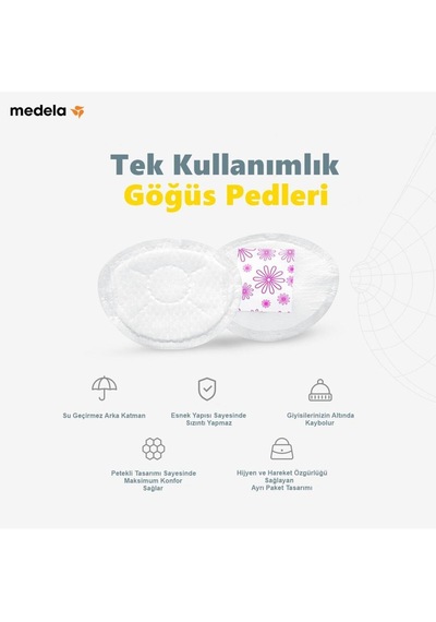 Medela Safe & Dry Tek Kullanımlık Göğüs Pedleri 30 Adet