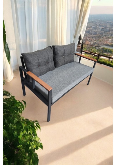 Pimango Pi Elize Tekli Bahçe ,balkon Mobilyası 2'li 60 x 120 CM Antrasit - Gri Anrasit - Gri