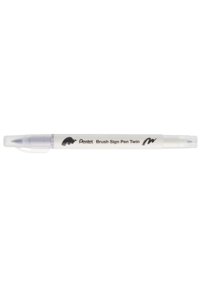 Brush Sing Pen Twin Çift Taraflı Fırça Uçlu Kalem Gümüş Gri
