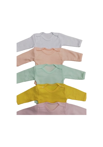 Özdemirli Bebe Uzun Kollu Çıtçıtlı Badi Bisiklet Yaka Body Zıbın (5li Paket)
