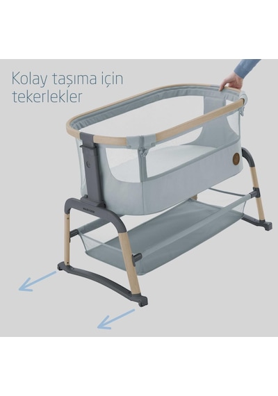 Maxi-Cosi Iora Air Sallanabilen Ahşap Görünümlü Anne Yanı Beşik Beyond Grey