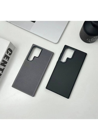 Galaxy S24 Ultra Kılıf M-safe Şarj Özellikli Karbon Fiber Görünümlü Zore Troy Kapak Gümüş