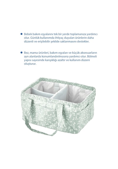Babyjem - Katlamalı Çanta Anne&Bebek Organizer Yeşil Çiçek