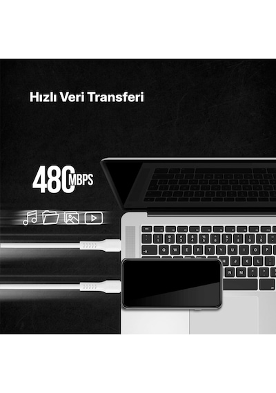 Ttec USB-C - Lightning Hızlı Şarj Kablosu 120 CM Beyaz