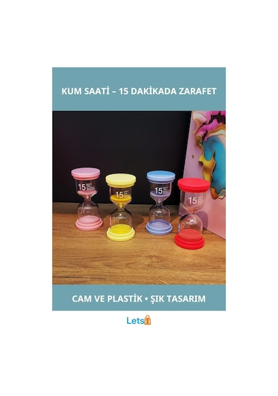 15 Dakikalık Şık Kum Saati Cam Ve Plastik Malzeme 1 Adet
