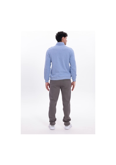 Rowinger Yarım Fermuarlı Dik Yaka Selanik Örme Erkek Sweatshirt Baby Blue