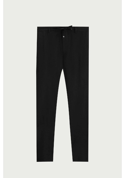 D'S Damat Slim Fit Beli Lastikli Bağcıklı Fermuarlı Likralı Rahat Jogger Pantolon 2HC03ORTJGR01 Siyah