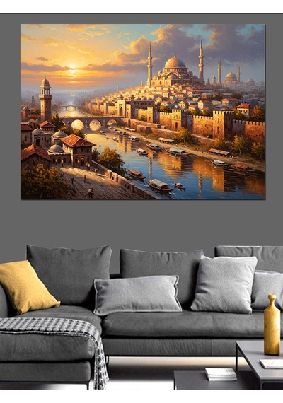 Ahşap Tablo Gün Batımında Panoramik Manzara