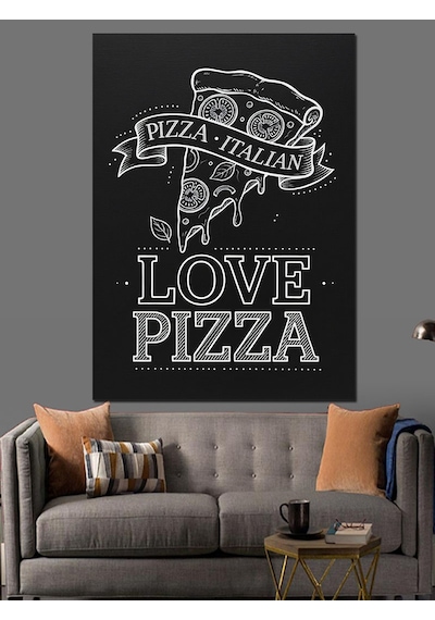 Pizza Aşkı Sonsuz Lezzet Dekoratif Kanvas - Mdf Ahşap Tablo