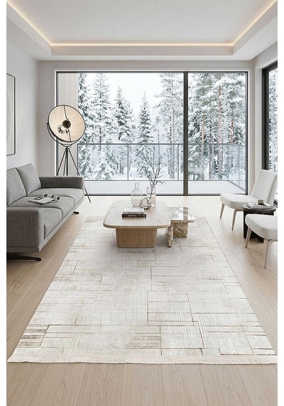 Etro Dekoratif Modern Akrilik Makine Halısı Et10 Bej