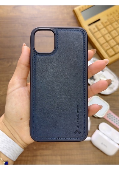 Apple iPhone 11 Pro Uyumlu Premium Deri Dokulu Darbelere Karşı Dayanıklı Nazal Silikon Kılıf Lacivert