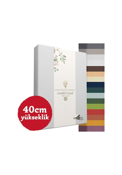 Home Premium Lastikli Çarşaf Yüksek Yataklara Özel 40cm Yükseklik Penye %100 Pamuk 150gr/m2 Oeko Tex Açık Gri