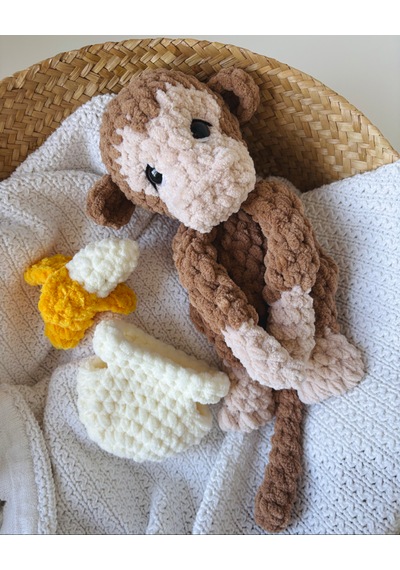 Hugo The Baby Monkey Uyku Arkadaşı Kahverengi - Pembe