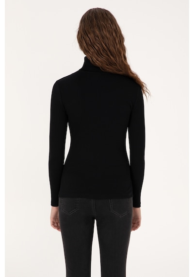 U.S. Polo Assn. Kadın Siyah Balıkçı Yaka Sweatshırt 50313430-VR046