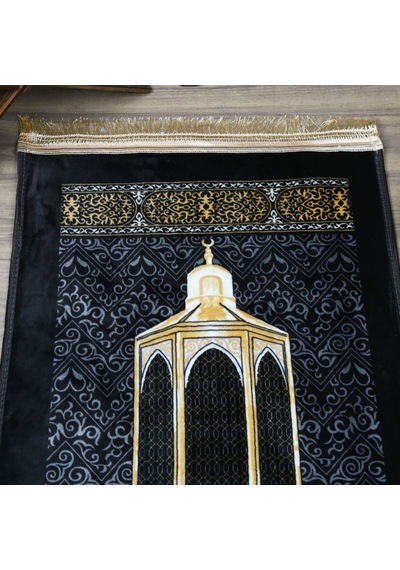 Kadife Peluş Seccade Makamı İbrahim Motif 78x135 Cm 1340 Gr Çok Renkli