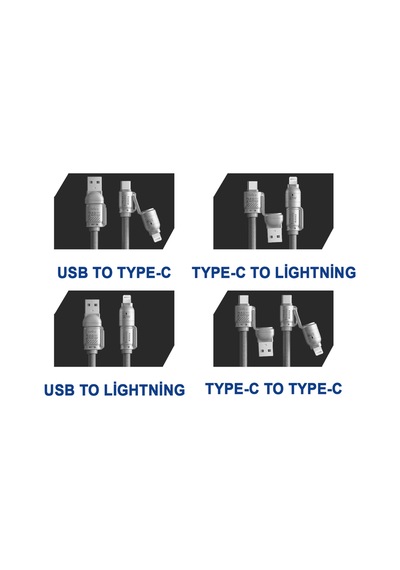240w 5'i 1 Arada Usb/type-c/lightning Boyun Askılı Turbo Şarj Ve Data Kablosu Hasır Kablo Mt2515