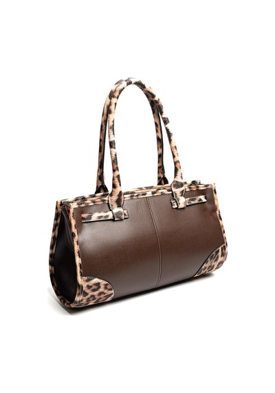 Silver Polo Sp1261 Kadın El Çantası Düz Kahve-leopar Taba