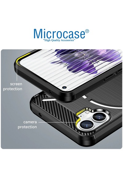 Microcase Nothing Phone 2 Brushed Carbon Fiber Silikon Kılıf - Siyah Al3332