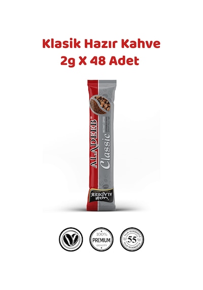 Aladeeb Klasik Hazır Kahve %100 Çözünebilir Tek Kullanımlık 48 x 2 G