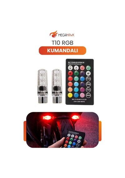 T10 Rgb Kumandalı Led Ampul Seti Çok Renkli Araç İçi Park Aydınlatma