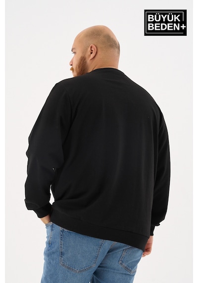 Superlife Erkek Büyük Beden Bisiklet Yaka İnce Sweatshirt Regular Fit %64 Pamuklu Spr26bsw956 Siyah