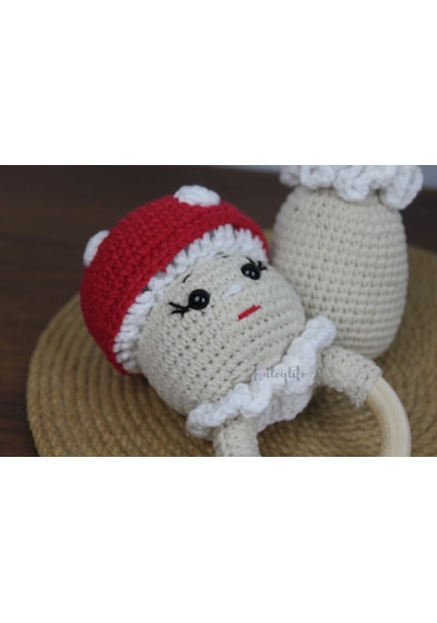 Aley Life Amigurumi Organik Mantar Bebek Ve Çıngırak Diş Kaşıyıcı