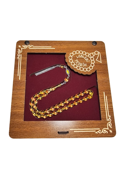 Leblebi Tesbih Gümüş Püsküllü Damla Kehribar Tesbih Lt1274