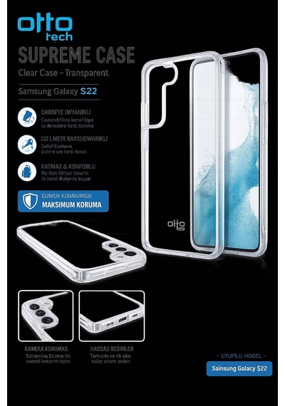 Samsung Galaxy Uyumlu S22 Kılıf Şeffaf