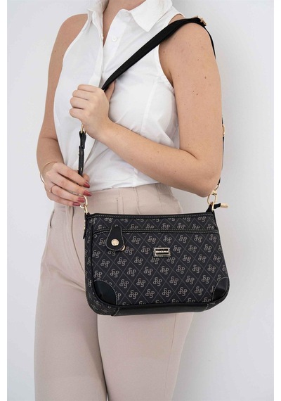 Silver Polo Sp1160 Kadın Çapraz Çanta Monogram Füme-siyah