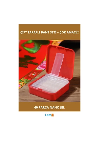 Nano Pu Jel Çift Taraflı Yıkanabilir Bant 60 Parça 1 Adet