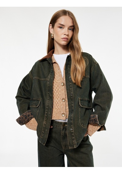 Koton Suni Süet Yaka Leopar Astarlı Cepli Düğmeli Uzun Kollu Oversize Denim Ceket Ovd 7wal50002md Koton Suni Süet Yaka Leopar Astarlı Cepli Düğmeli Uzun Kollu Oversize Denim Ceket Ovd 7wal50002md