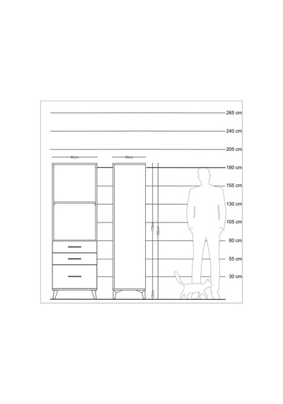 Kronos Dolap 2 Raflı 3 Çekmeceli 60x59x182 Çam-aytaşı Atlas Çam