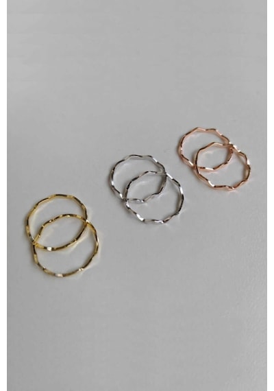 6'lı Set Rose, Gold Ve Gümüş Renk Eklem Yüzüğü Rose Gold