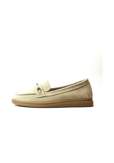 Beety Kadın Deri Loafer Babet Ayakkabı Nubuk Bej  23by37.3007 Bej